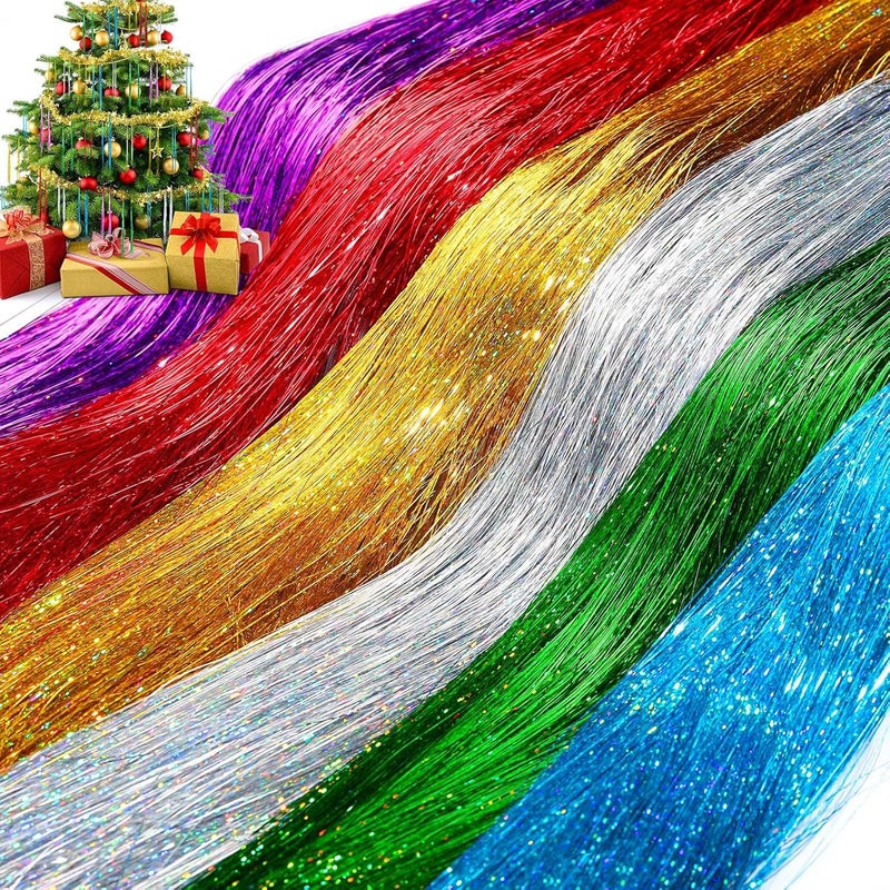 Lyrow Store 40000 Strands Tinsel Icicles 19.7 inch Christmas Tree Tinsel Foil Fringe Hanging Winter Home Decorations for Xmas Tree Holiday Decor Birthday Wedding Anniversary Party Supplies(Multicolor) - Image 1